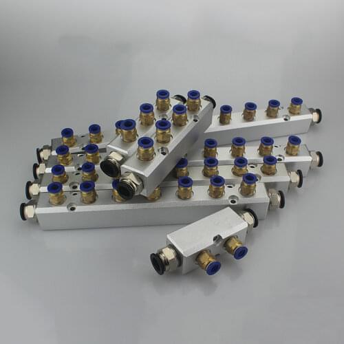 30x30mm WxH 2 3 4 5 6 7 8 9 10 Way 4-12 Ports Pneumatic Air Manifold Splitter With 8mm 12mm Coupler