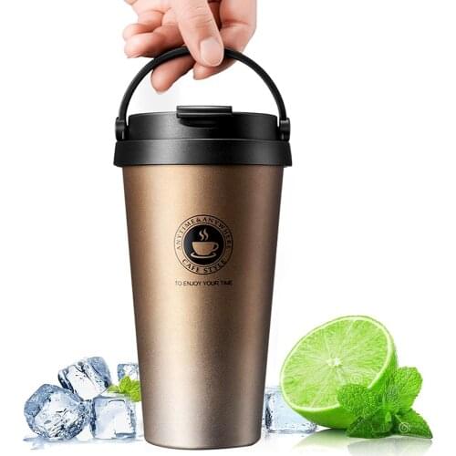 500ml Thermal Cup Beer Mug Coffee Thermo Tea Bottle With Handgrip Isotherm Flask Gourd Stainless Steel Tumbler Outdoor Drinkware