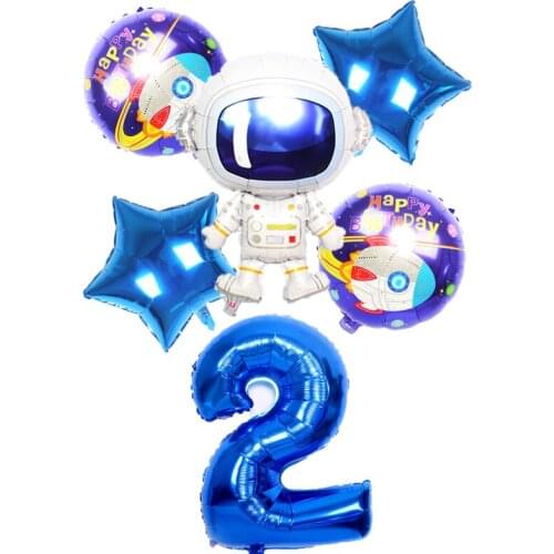 6pcs Outer space Party Astronaut Rocket Foil Ball Rocket Foil Balloons Galaxy Theme Party Boy Kids Birthday Party Helium Globos