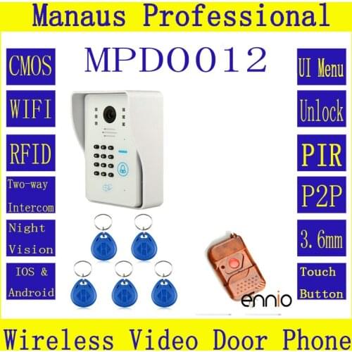 ENNIO WIFI Wireless Video Door Phone System with Card Unlock Function & Remote Wireless Control Door Bell D12b