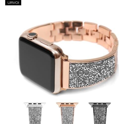 URVOI link bracelet for Apple Watch series 6 SE 5 4 3 2 1 band for iwatch strap luxury Glitter shiny modern girls wrist band