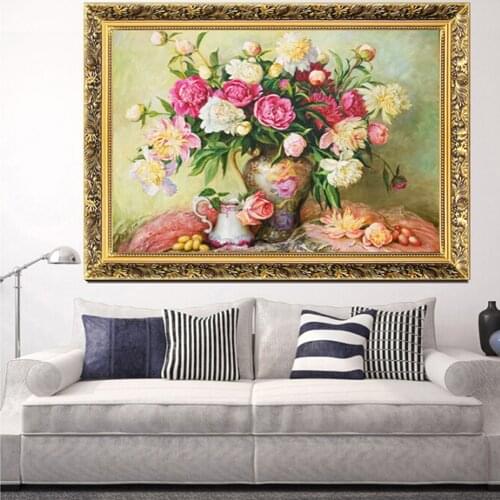 Flower Basket Diamond Embroidery Sets Full Diamond Mosaic Diamond Painting Cross Stitch 5D DIY 56*42cm Decoration