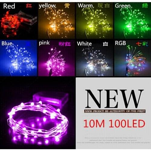 10M 100 led 3 AA Battery Powered Decorative LED Copper Wire Fairy String Lights lamp for Christmas Holiday Wedding and Parties