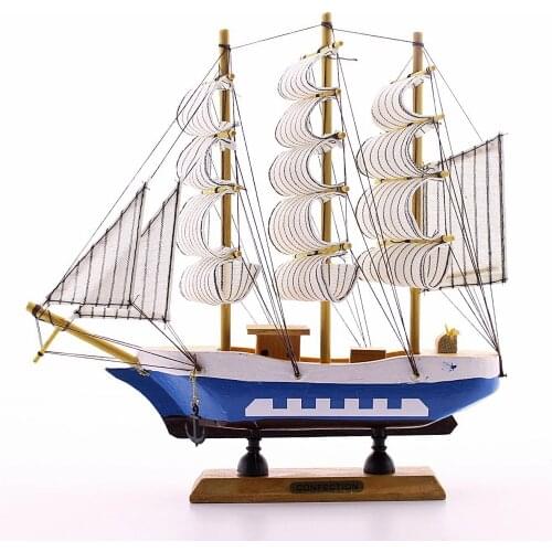 Wooden Handmade Sailing Ship Model Decorative Hobby 23cm