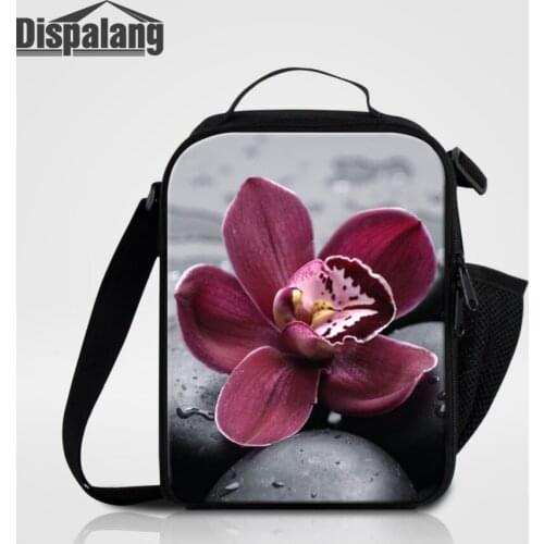 Dispalang Small Lunch Bag For Office Worker Flower Printing Insulated Kids Lunch Totes Carry Thermal Portable Picnic Food Bag