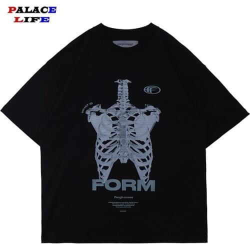 Hip Hop T Shirt Men 2021 Streetwear Dark Skull Print Oversize Tshirt Harajuku Summer Couples Short Sleeve Cotton Loose Tops Tees