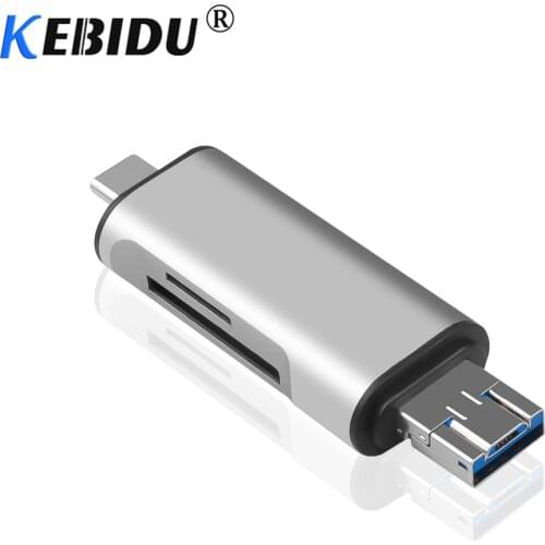 Kebidu 5-in-1 Type C OTG Card Reader With USB Female Interface USB 2.0 Read TF Memory Card Reader Adapter For PC Computer