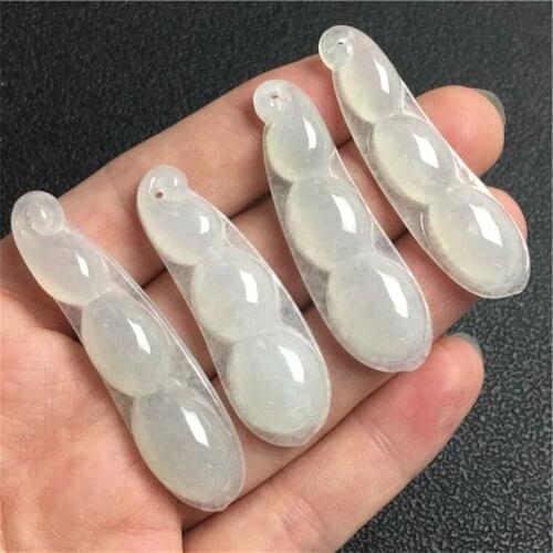 Ice Bean Natural Green Grade A jade Type A Jade Burma jadeite Lucky pendant Bead Girl Jewelry necklace Lady Emerald earrings