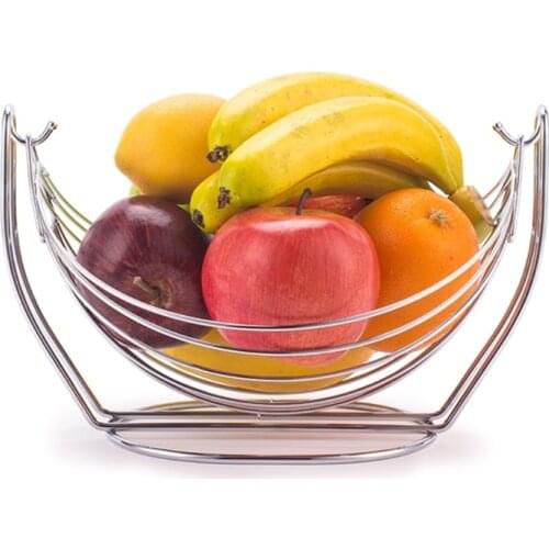 Metal Swing Fruit Basket Storage Bowl Plate Vegetables Display Stand Rack Kitchen Decoration Nordic Minimalist