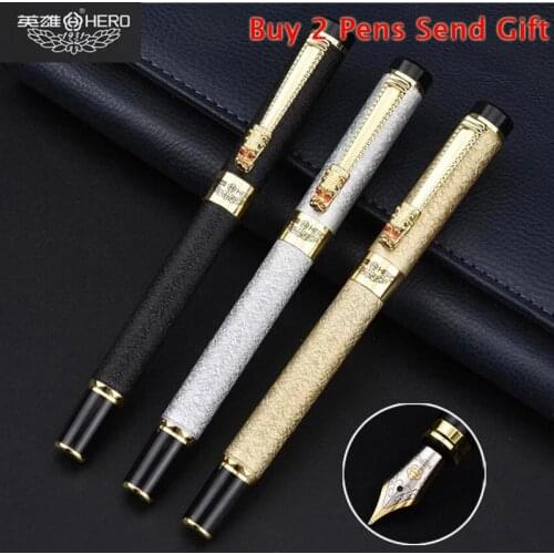 Fashion Genuine Hero 6006 Metal Ink Fountain Pen Nice Quality Luxury Gold Dragon Crystal Diomand Gift Pen Buy 2 Pens Send Gift