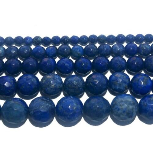 Faceted Natural Stone Lapis lazuli Loose Beads 4 6 8 10 12 MM Pick Size For Jewelry Making Charm DIY Bracelet Necklace Material