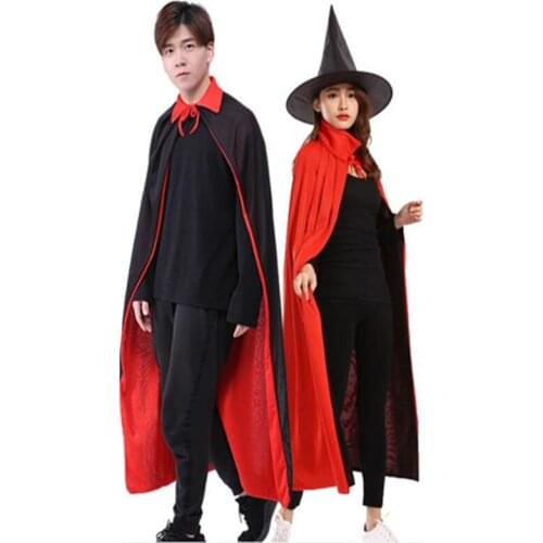 Adult Children Halloween Cloak Stand Collar / Hooded Mantle Reversible Magician Cloak Vampire Cape Cosplay Exhibition