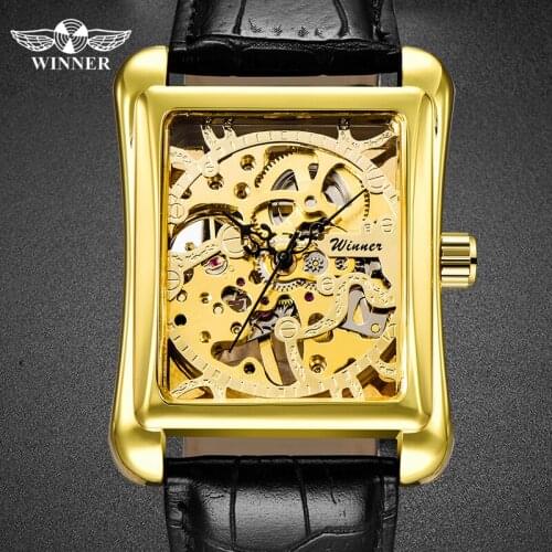 WINNER Top Brand Men Watches Golden Skeleton Mechanical Men WristWatch 2020 Newest Relogio Masculino