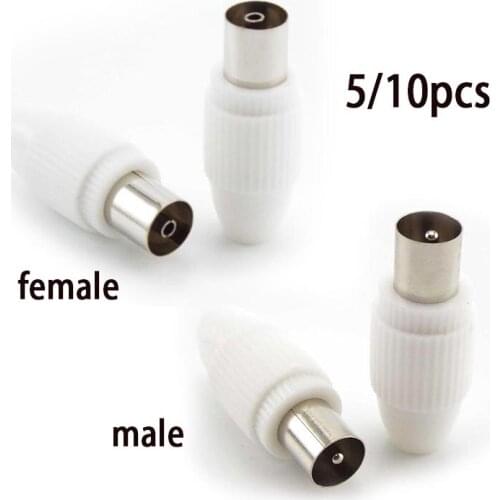 RF Television 75-5 Free Welding Adapter Male Female Plug 9.5 TV RF Terminal Antenna Connector White Colour 9.5 Video Plug B4