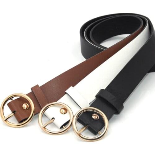 The New Classic Retro Fashion All-Match Leather Light Body Round Buckle Simple Circle Pin Belts For Women Fashion Jeans Female