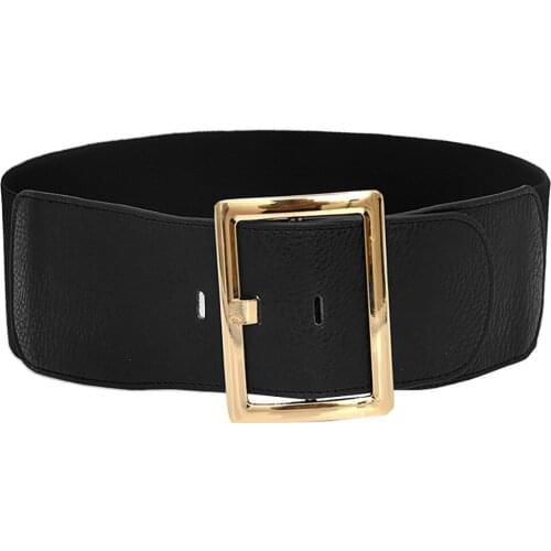 Leather Belts For Women Fashion Classic Square Buckle Female Belts Sword Goth Luxury Punk Gothic Wide Elastic Waistband 2021 New