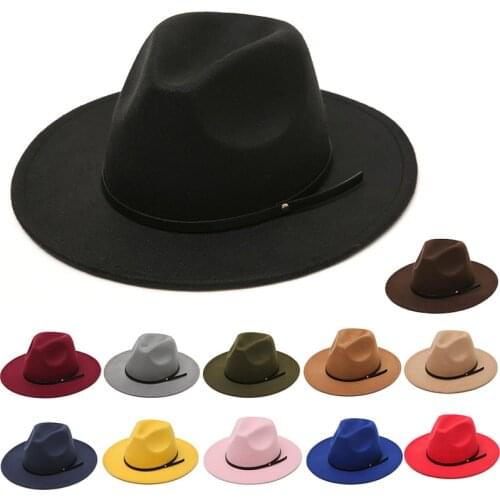 Hat fedoras hat solid color band Panama felt hat for women jazz hat church hat top cap women fedoras hats for men шляпа женская