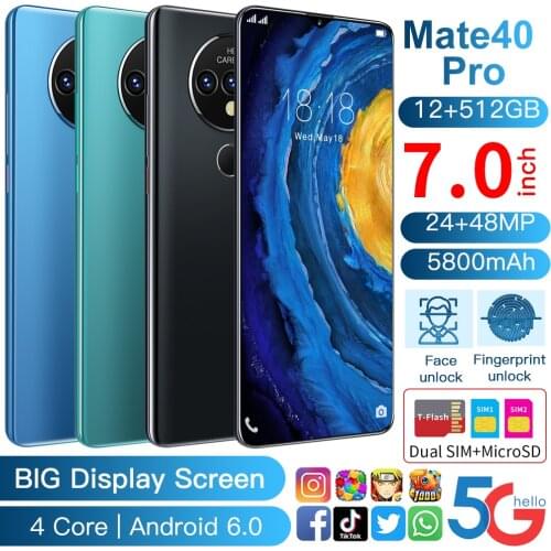 Mate40Pro Cellphone MTK6580 Phones 4-core 6.3inch HD+ 2900mAh Cell phones 3G Phone 1GB+8GB Mobile phone 2MP+5MP