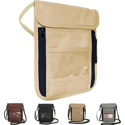 Neck Pouch Holder Travel Bag Passport Card RFID Blocking Stash Travel Bag Credit Card Nylon Travel Bag Passport Money Bag Hot