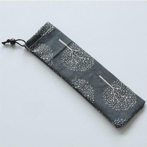 Japanese Style Portable Tableware Storage Bag Canvas Drawstring Travel Carrying Case For Straw Cutlery Spoon LX4785