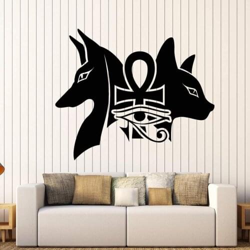 Vinyl Wall Decal Ancient Egyptian Gods Anubis Bastet Eye Of Horus Wall Stickers Removbale Art Mural For Bedroom Living Room N72