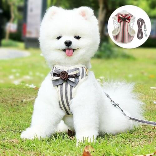 Breathable Nylon Mesh Small Dog Pet Harness and Leash Set Puppy Cat Vest Harness Collar For Chihuahua Pug Bulldog arnes perro