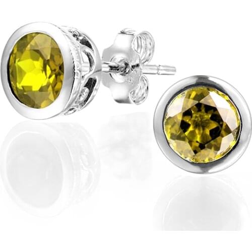 Dormith real 925 sterling silver classics 1.2 carats natural citrine stud earrings for women jewelry