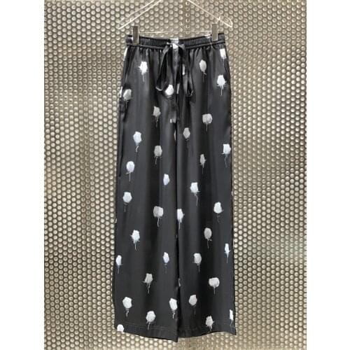 Fashion 2021 new women loose lace printed wide-leg pants 0324