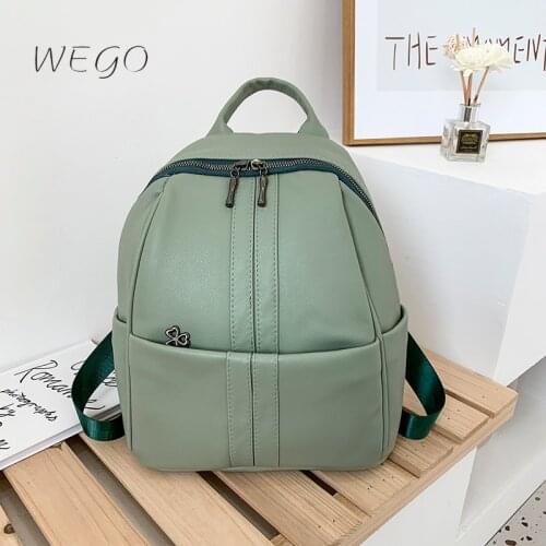 2021 Candy 6 Color Ladies Soft Leather Backpack Multifunctional Ladies Shoulder Bag College Student School Bag Travel Backpack