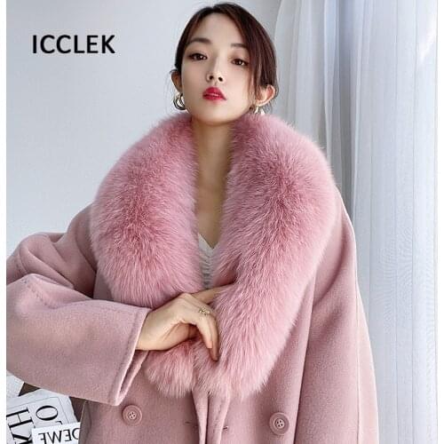 Real Fox Fur Collar For Women Outwear Overcoat Genuine Fur Collar Winter Luxury Fur Scarf Shawls Wraps Neck Warm Fur Scarves