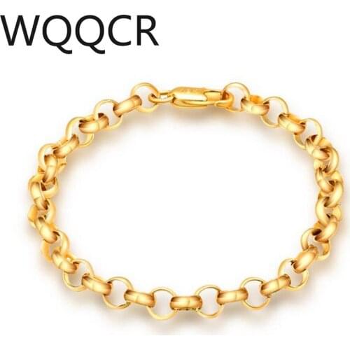 Gold ladies bracelet 6MM simple girl real person gift female bracelet high-end hot sale NEW new party fashion