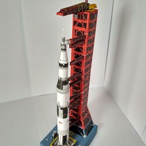 1:300 Scale USS Saturn V Rocket and Launch Pad DIY Handcraft PAPER MODEL KIT Handmade Toy Puzzles