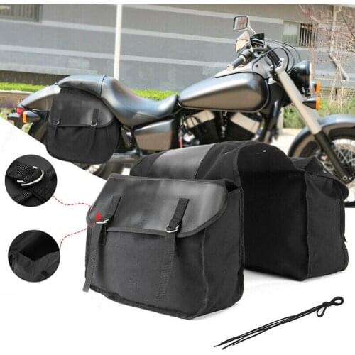 1 Piece Large Capacity Motorcycle Travel Saddle Bag Black Canvas Waterproof Suitcase Motorcycle Luggage Accessory Set