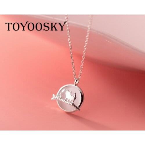 100% Real 925 Sterling Silver Delicate Cat Pendants Necklace for Girl Daughter Cats Eyes Stone Chokers Fine Jewelry