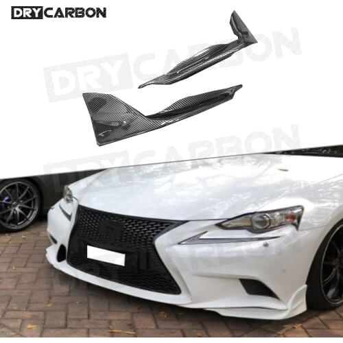 2PCS Carbon Fiber Car Front Bumper Splitters for Lexus IS250 300 IS F Sport Sedan 4 Door T Style 2013-2016 Frpnt lip Bumper
