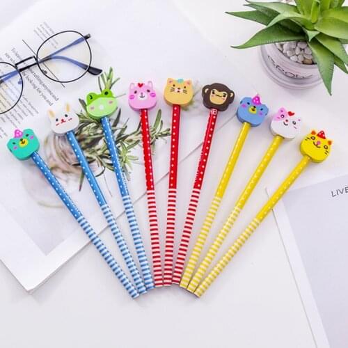 3pcs/set Cute Christmas Day Cartoon Animal Wood Colour Pencil Kawaii Stationery Office material School supplies