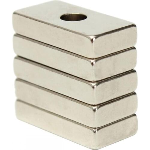50% Hot Sale 5Pcs 20x10x4mm Hole N35 Super Strong Cuboid Blocks Rare Earth Neodymium Magnets