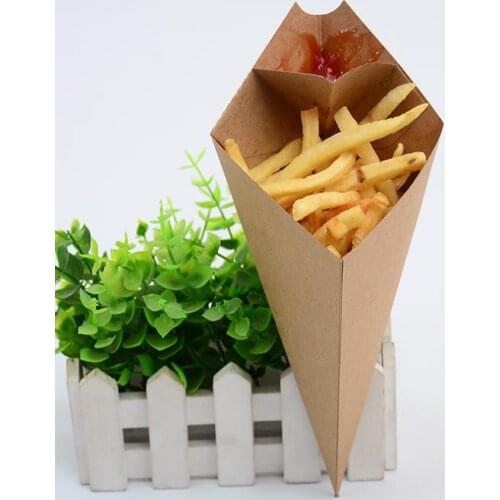 500pcs/lot French Fries Box Cone Chips Bag Chips Cup Party Take-out Disposable Food Paper Package SN422