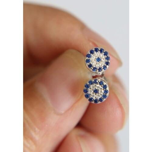 6mm tiny round disco evil eye stud earring for girl 925 sterling silver classic second stud