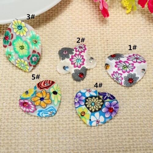 6pc/lot Polymer Clay Small Love Heart Stat Shape Cabochon Beads For Kids Pendant Necklace Jewelry Handcraft Making Material
