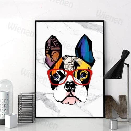 Abstract Graffiti Color Posters and Prints Wall Pictures Bulldogs Marble Canvas Painting Unframed Entrance Interior Room Decor