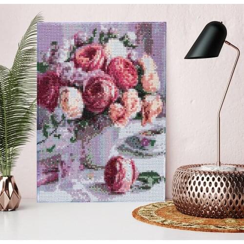 Framed Diamond Painting Full Round Drill Flower Wall Decoration Rhinestone Embroidery Mosaic 5D Handmade Craft Needlework