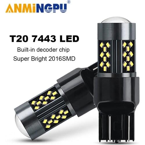 ANMINGPU 2x Signal Lamp 7443 W21 5W LED Bulb T20 W21W LED 7440 3156 P27W T25 LED 3157 P27/7W Turn Signal DRL SRCK Brake Light