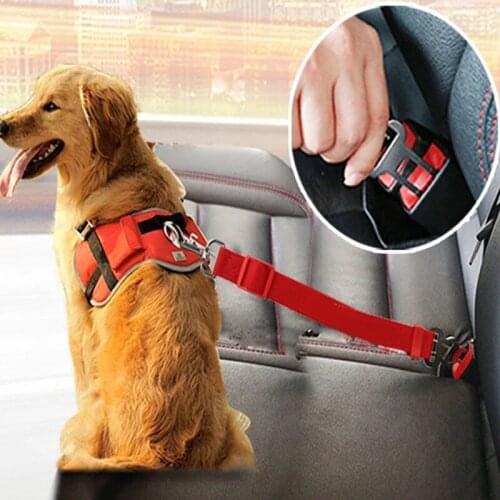 Pet Dog Cat Car Seat Belt For Accessories Goods Animals Adjustable Harness Lead Leash Small Medium Travel Clip French Bulldog