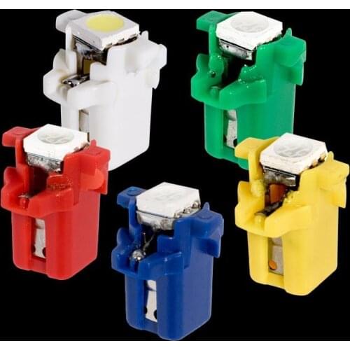 10pcs B8.5 5050 Led SMD T5 Lamp Car Gauge Speedo Dash Bulb Dashboard instrument Light blue red green white yellow