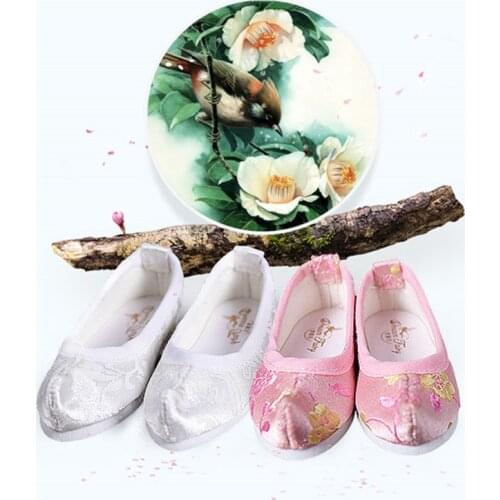 Dream Fairy 1/3 BJD Doll Shoes White/Pink Color Elegant Embroidery Shoes for 60cm Ball Joint Doll Accessories for Girls Toy