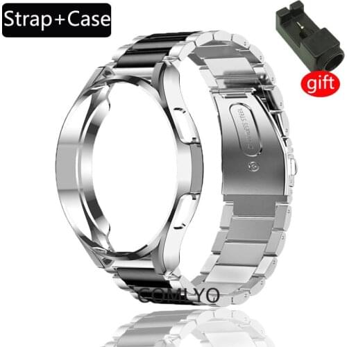 For Samsung Galaxy watch 4 Classic 42mm 46mm Strap Metal Stainless Steel Band Galaxy watch 4 Case Bumper TPU Cover Protector