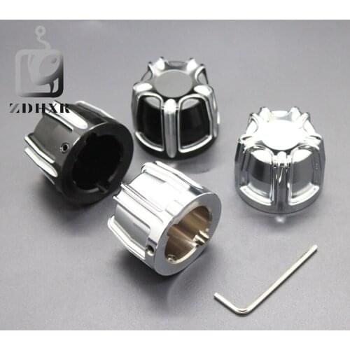 Black chrome CNC Edge Cut Front Axle Nut Cover Bolt Kit Motorcycle Wheels Nuts Bolts Cap Pair For Harley Touring Softail FLTR
