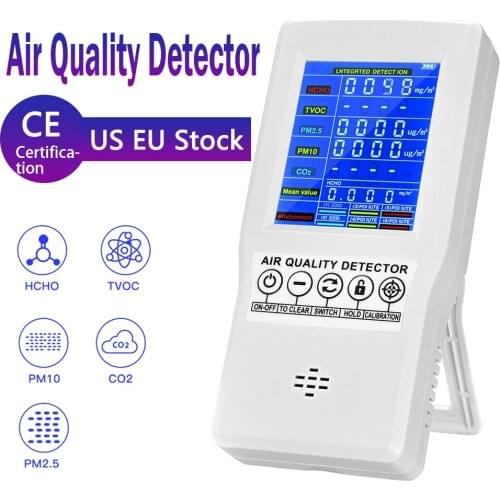 Formaldehyde Accurate Testing PM2.5 PM10 TVOC CO2 Sensor Meter Air Quality Monitor AQI Detector Home Rapid Test Air Analyzer