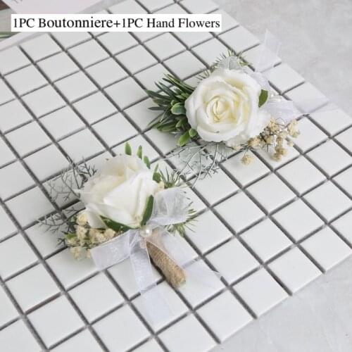 Artificial Rose Forest Wedding Decor Bridal Wrist Guest Threshold Groom Boutonniere Man Corsage Hand Flowers Wedding Supplies